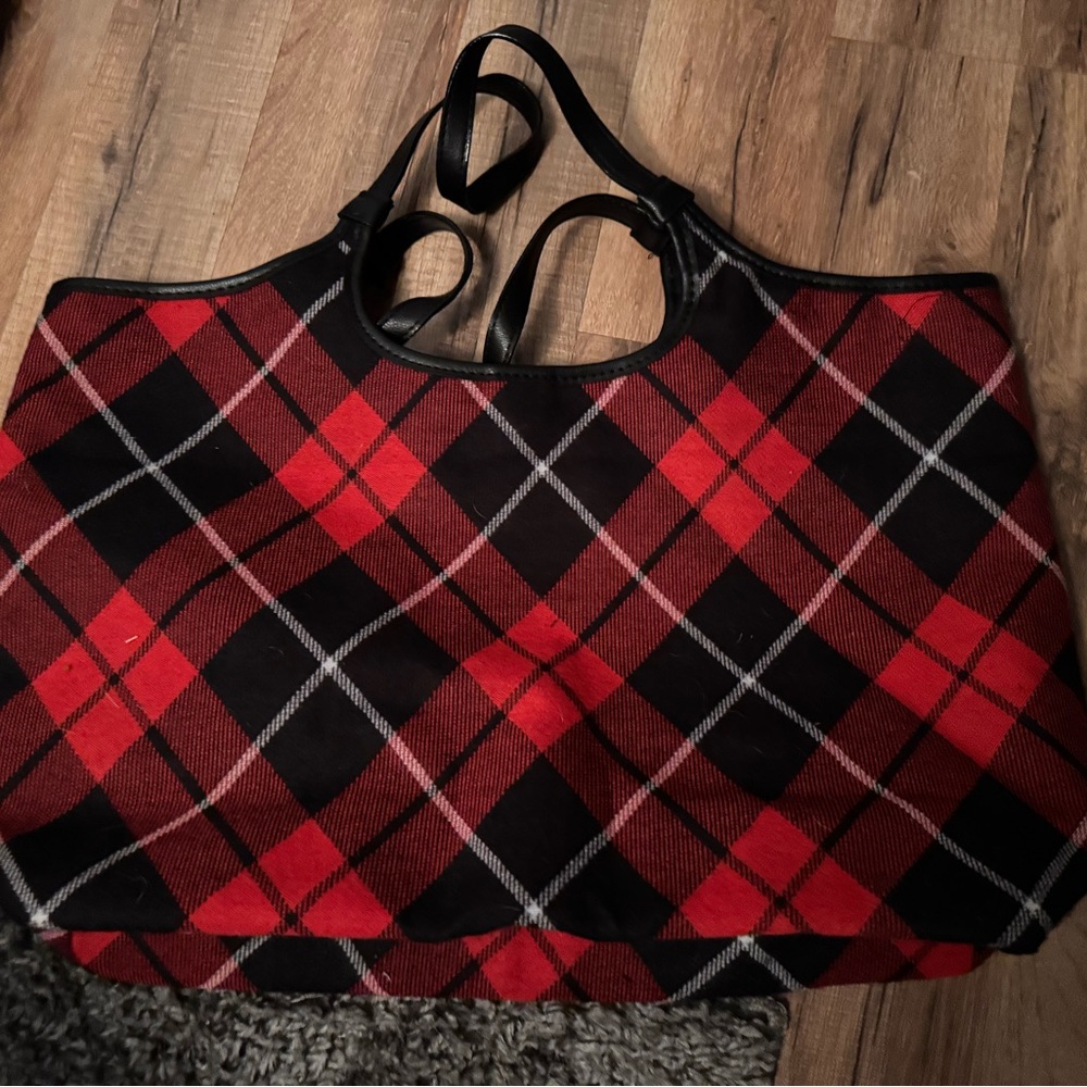 Victoria's Secret Red and Black Plaid Tote